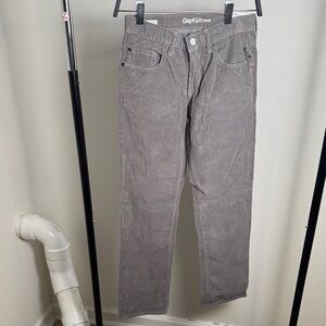 New with Tags Kid's Gap Straight Leg School Cotton Corduroy Gray Pants Size 14
